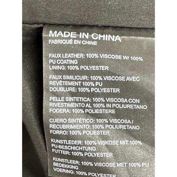 Club Monaco Faux Leather Textured Mini Skirt Black A-Line Tiered Whimsygoth  2 - Picture 6 of 9